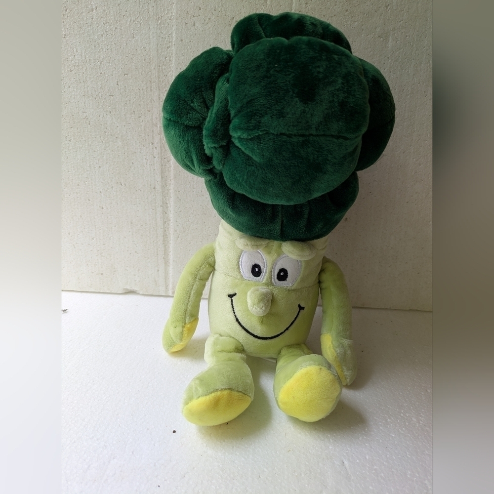 Smiling Green Plush Broccoli Stuffed Toy